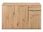 Holz-Sideboard mit drei Schubladen und drei Türen, mit Metallgriffen.