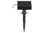 Schwarzes Solarpanel mit Erdspieß und Kabel