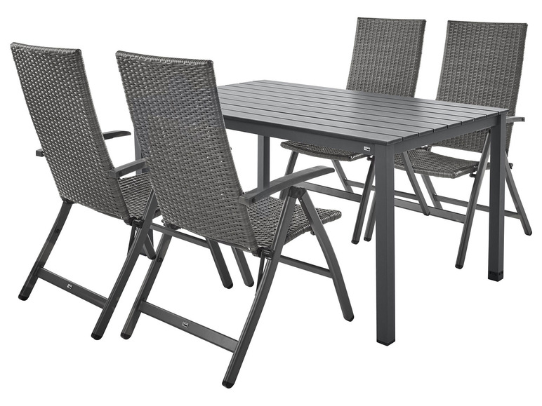 LIVARNO home Geflecht-Set »Valencia«, Standardtisch und grau 5-teilig Klappsessel, 4 