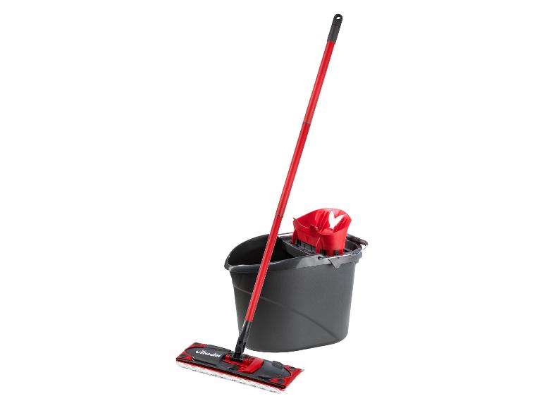 Vileda Reinigungsset mit Flachmopp, Eimer und Wringer, rot und grau