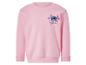 Rosa Sweatshirt mit Stitch- und Angel-Aufdruck und dem Text „Stitch & Angel“.