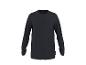 Schwarzes Langarm-Henley-Shirt mit drei Knöpfen am Kragen.