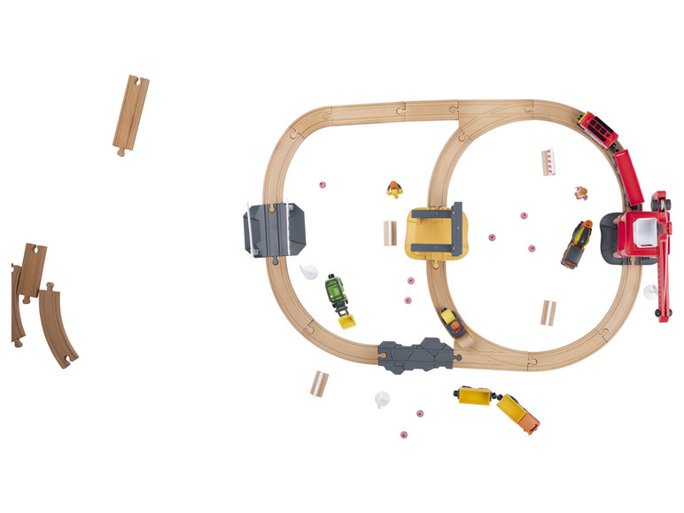 Gehe zu Vollbildansicht: Playtive Holz-Eisenbahn-Set Baustelle, mit Buchenholz - Bild 2