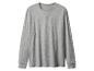 Graues Langarm-T-Shirt mit Rundhalsausschnitt und Ziernähten.