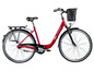 Ein rotes Zündapp-Citybike mit Korb und Gepäckträger.