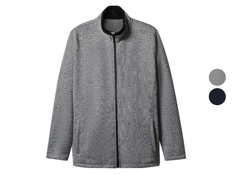 Graue Reißverschlussjacke mit Stehkragen, Seitentaschen und Farboptionen.