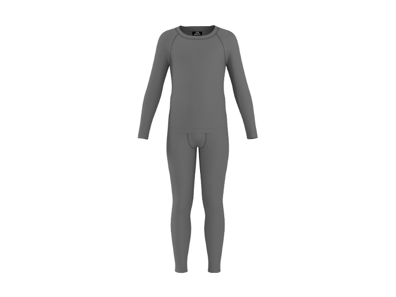 Graues Thermounterwäsche-Set mit langen Ärmeln und Hose.