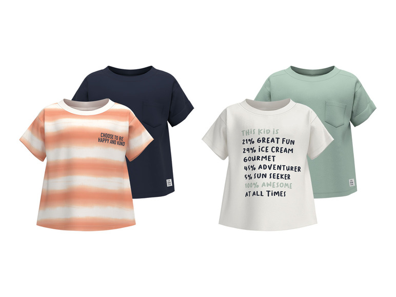 Gehe zu Vollbildansicht: lupilu® Kleinkinder / Kinder Jungen T-Shirt, 2 Stück, aus reiner Bio-Baumwolle - Bild 1