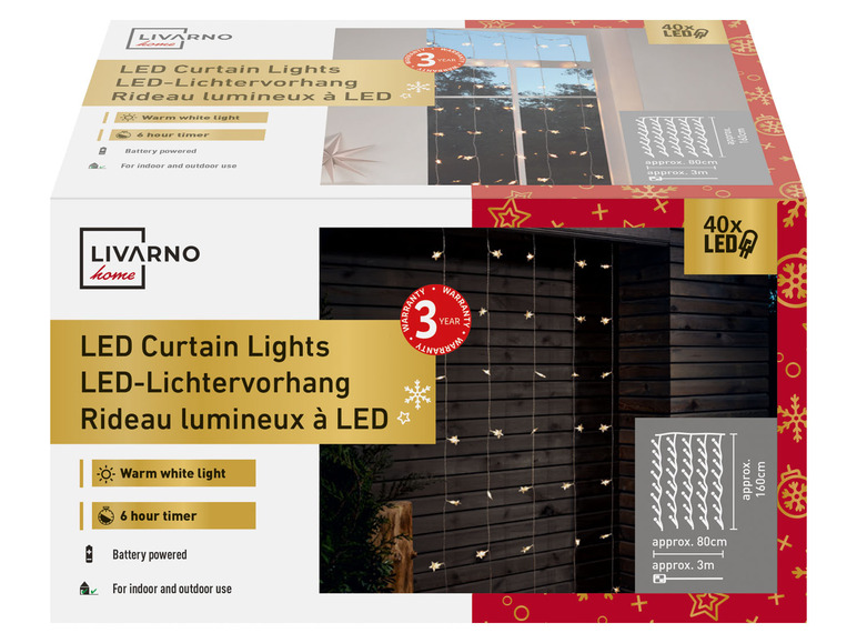 Gehe zu Vollbildansicht: LIVARNO home LED-Lichtervorhang, 40 LEDs - Bild 2