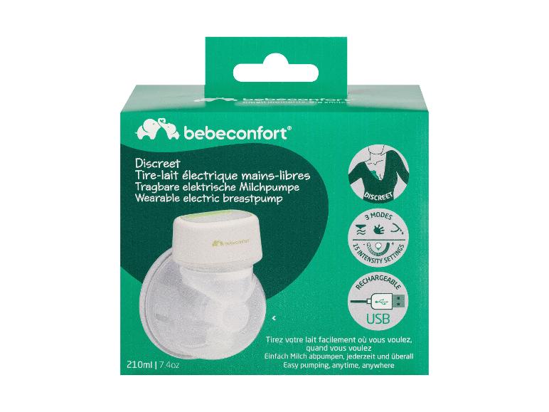 Verpackung mit einer tragbaren elektrischen Milchpumpe, 210 ml, mit 3 Modi und 15 Intensitätseinstellungen, USB-aufladbar.