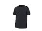 Schwarzes Kurzarm-T-Shirt mit kleinem Logo am Ärmel.