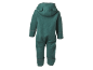 Kinder-Fleece-Overall in Petrol mit Kapuze und Ohren.