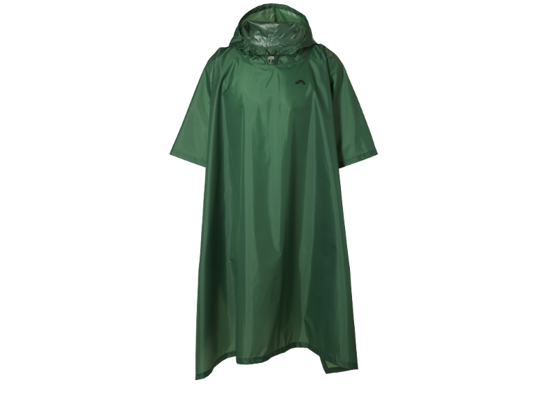 Grüner Regenponcho mit Kapuze