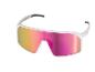 Weiße Sportsonnenbrille mit pink-orangen verspiegelten Gläsern