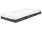 Schaumstoffmatratze mit grauem Unterteil und weißem Bezug, schräg dargestellt.