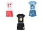 Kinderpyjamas mit Minnie Maus, Stitch und Grogu T-Shirts und passenden Shorts.