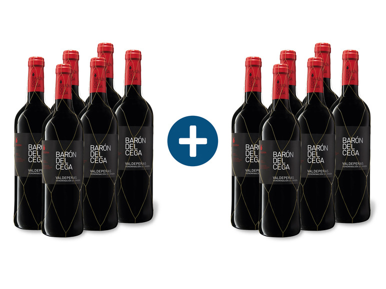 6+6 Paket Barón del Cega Valdepenas DO Reserva trocken, Rotwein