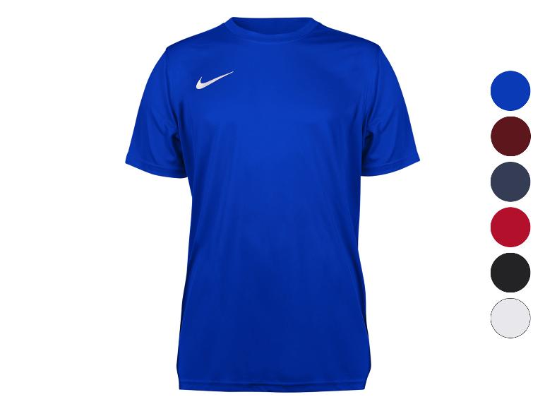 Blaues Sport-T-Shirt mit weißem Logo, in mehreren Farben erhältlich.