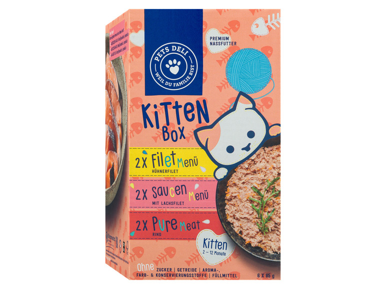 Gehe zu Vollbildansicht: PetsDeli Premium Katzennassfutter Kitten Box Multipack, 510 g - Bild 1