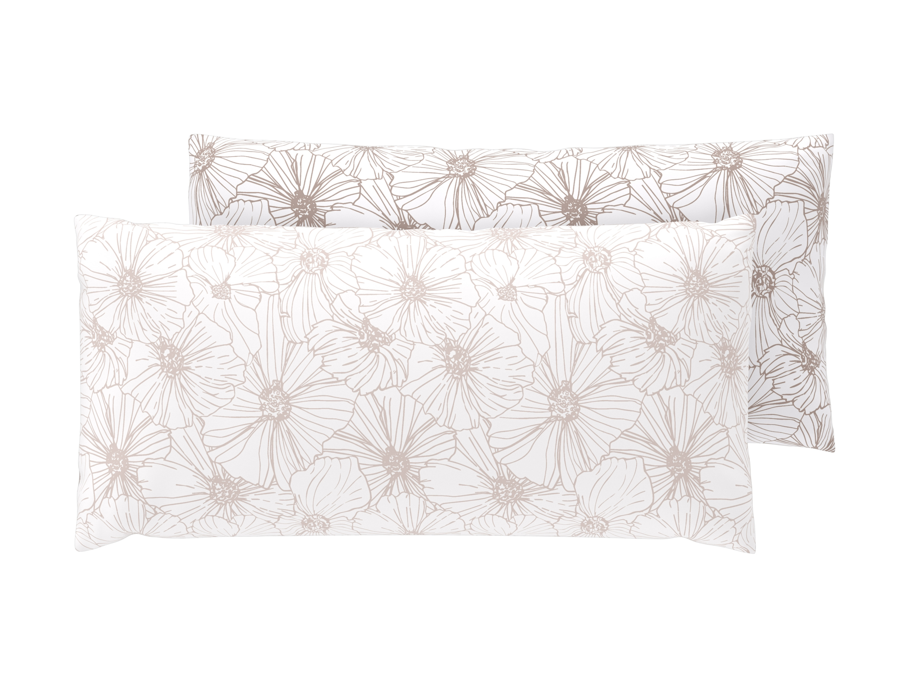 LIVARNO® Feinbiber-Kissenbezüge, 40 x 80 cm, 2 Stück (Floral/taupe) – Bild 3 von 4