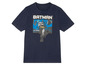 Ein dunkelblaues T-Shirt mit einem Batman-Druck.