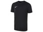 Schwarzes Nike Trainings-T-Shirt mit weißem Swoosh.