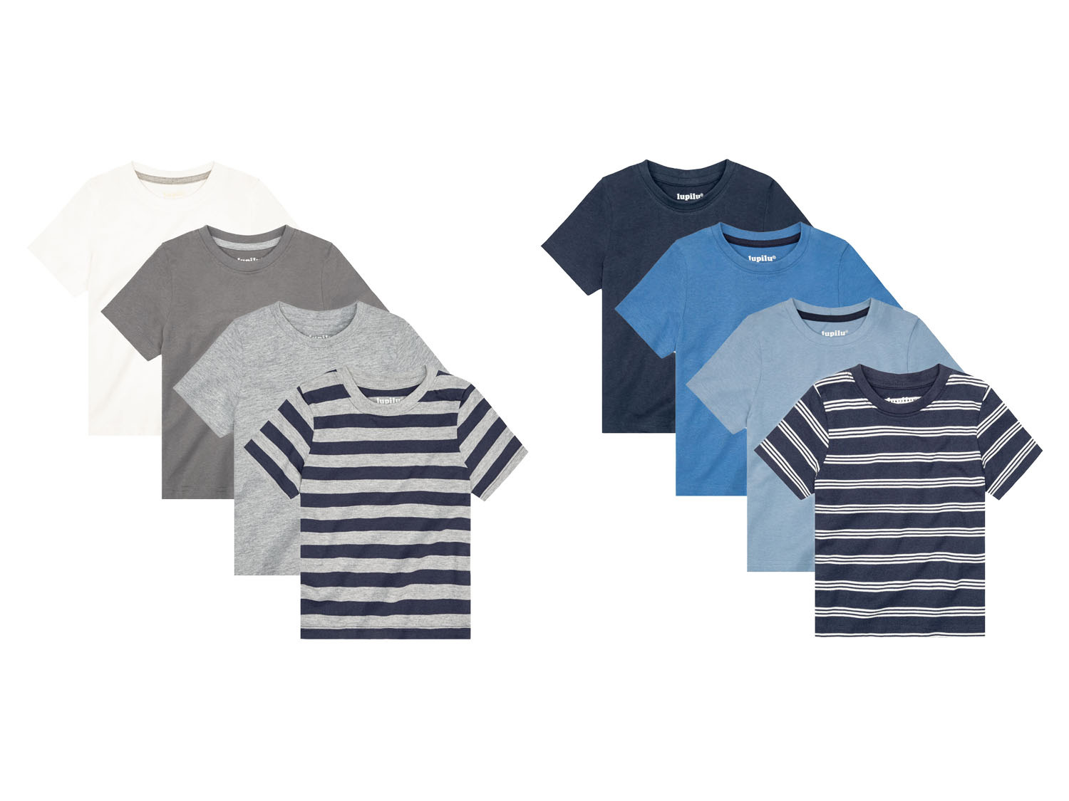 lupilu® Kinder Jungen T-Shirts 4 Stück aus weicher Single-Jersey-Qualität