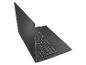 Dunkelgraues, geöffnetes Laptop mit Tastatur und Touchpad von oben sichtbar.