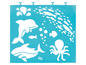 Schablonen mit Delfin, Hai, Oktopus und Fischen.