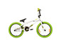 Ein weißes Rudge BMX-Fahrrad mit grünen Reifen.