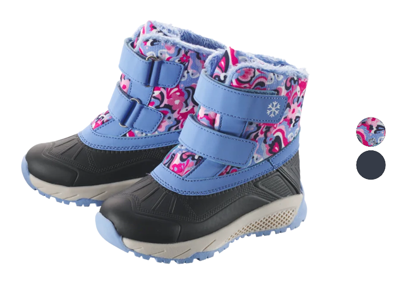Kinder-Winterstiefel mit buntem Blumenmuster und Klettverschlüssen
