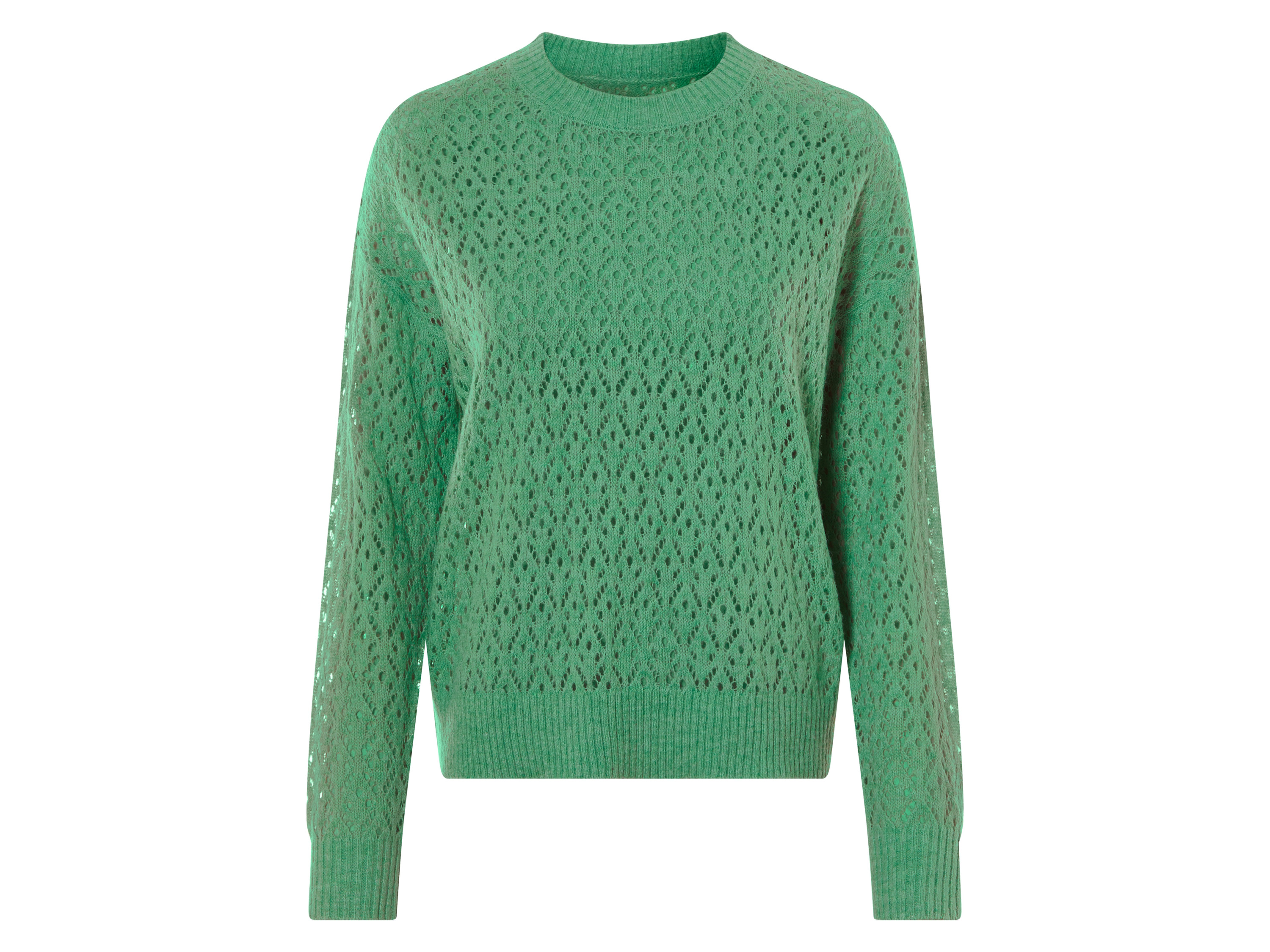 esmara® Damen Pullover Lochstrick (Grün, L (44/46))““ | lila Muster: Ajour-Strick-Muster Detail: Bündchen an Ärmeln und Saum Schnitt: leger geschnitten Ausschnitt: blau, grün: Rundhalsausschnitt