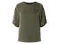 Ein olivgrünes Oberteil mit Puffärmeln.
