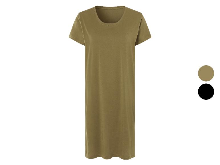 Einfaches T-Shirt-Kleid in Khaki und Schwarz.