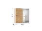 Kleiderschrank mit Schiebetüren, Holzoptik und Spiegel, 210x226x62 cm