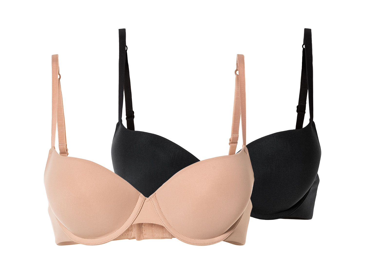 esmara® Damen Push Up BHs 2er Set (85D, schwarz/beige) | 04335633077577