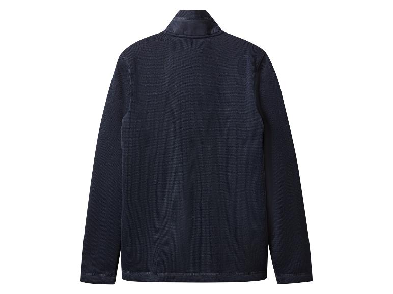 Dunkelblaues Langarmshirt mit Reißverschluss, Rückansicht.