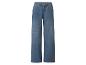 Blaue Wide-Leg-Jeans mit hoher Taille und Vordertaschen.