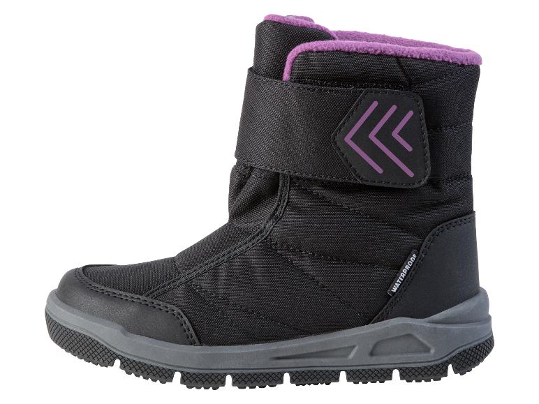 Schwarze, wasserdichte Winterstiefel mit Klettverschluss.