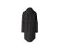 Schwarze lange Kapuzen-Regenjacke, Rückansicht