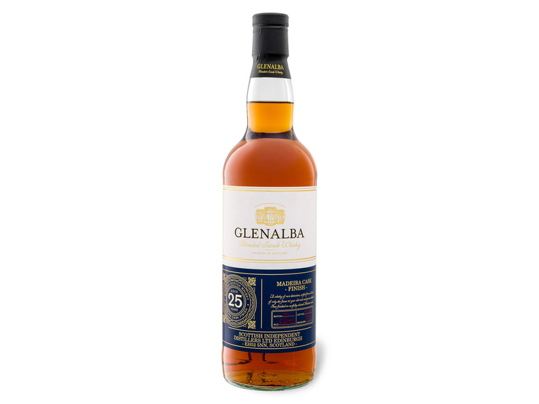 Glenalba Blended Scotch Whisky Finish Madeira mit 41,4% Vol Geschenkbox Cask 25 Jahre