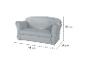 Graues Kindersofa mit Maßen von 78 cm (Breite), 43 cm (Höhe) und 39 cm (Tiefe).