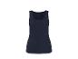 Dunkelblaues Damen-Tanktop mit Rundhalsausschnitt und Größenetikett.