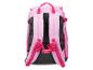 Rosa Rucksack mit gepolsterten Schultergurten und Brustgurt, Rückansicht