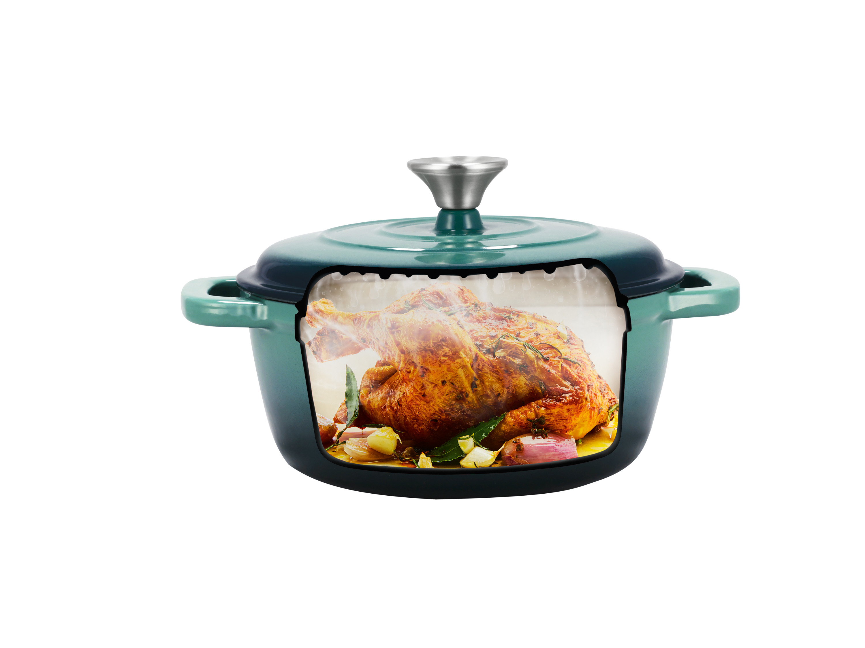 Thumbnail - SILVERCREST® Premium-Gusseisentopf 22 cm / 2,8 Liter mit Drop-System (Grün)