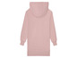 Ein rosafarbenes Hoodie-Kleid mit langen Ärmeln.