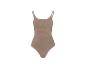Beigefarbener Damen-Shapewear-Body mit dünnen Trägern