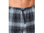 Blau-graue karierte Pyjamahose mit Kordelzug.