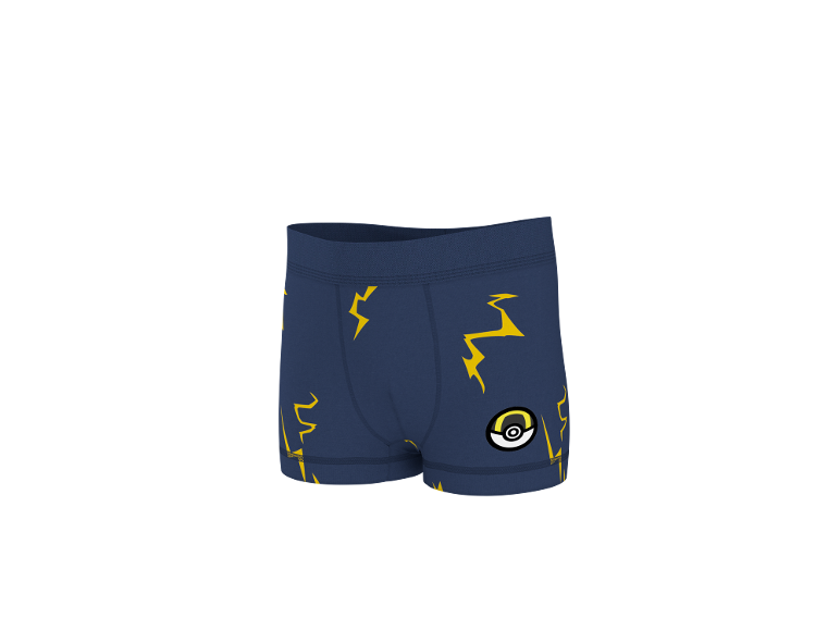 Blaue Jungen-Boxershorts mit gelben Blitzen und Ball-Motiv