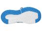 Blau-weiße Sportschuhsohle mit strukturiertem Muster.
